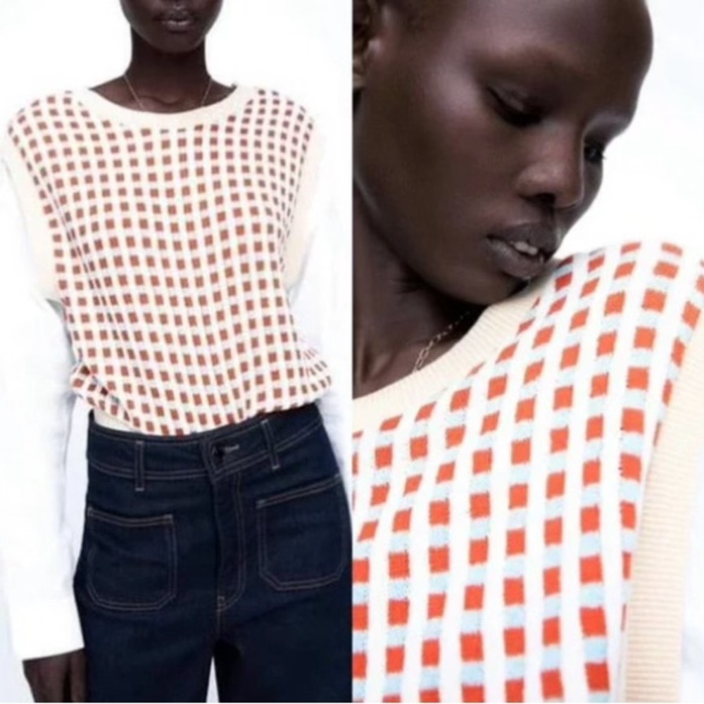 Zara Sweater Vest top with sleeves